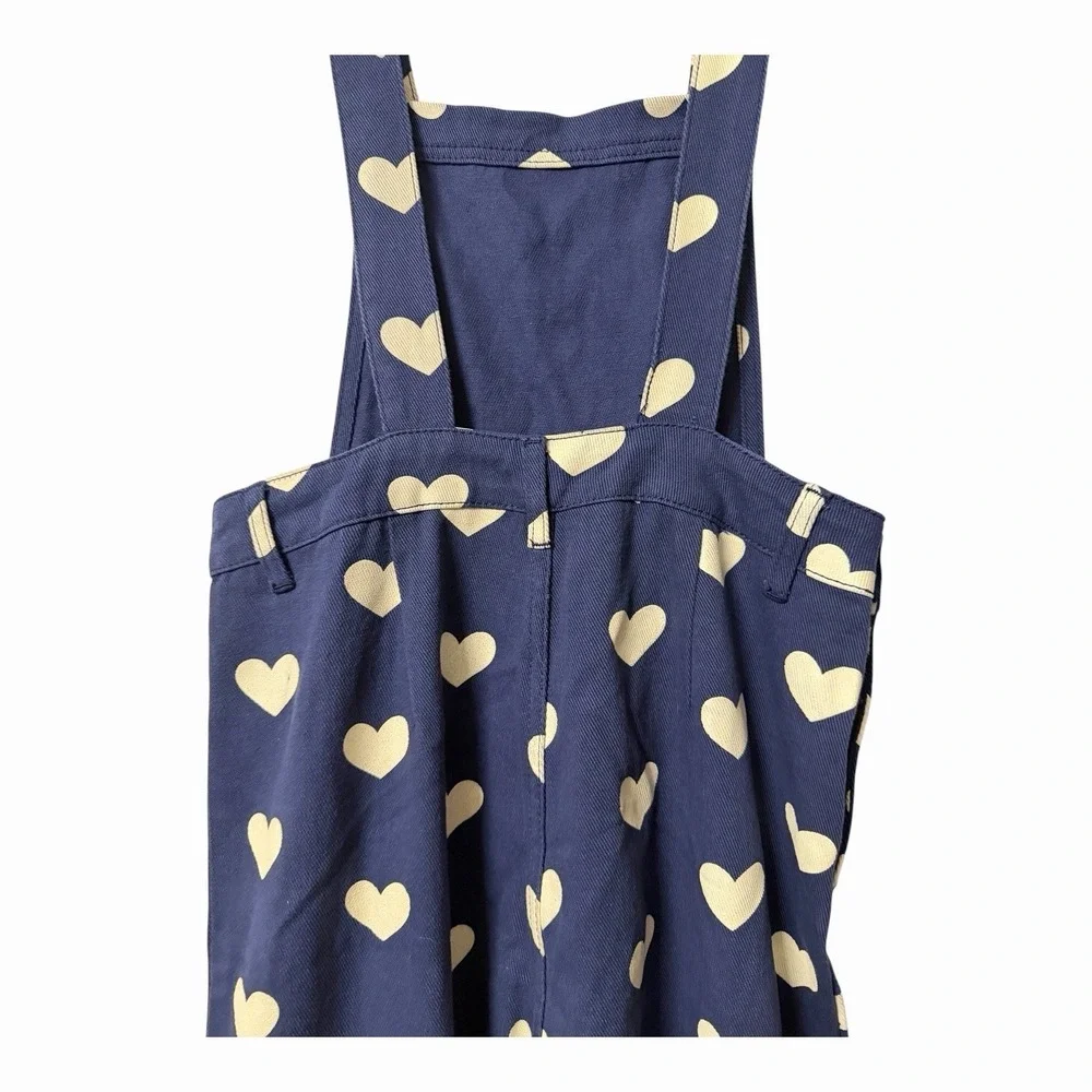 Cider x Polly Pocket Heart Print Wide Leg Overalls Cottagecore Jumpsuit - Picture 4 of 7